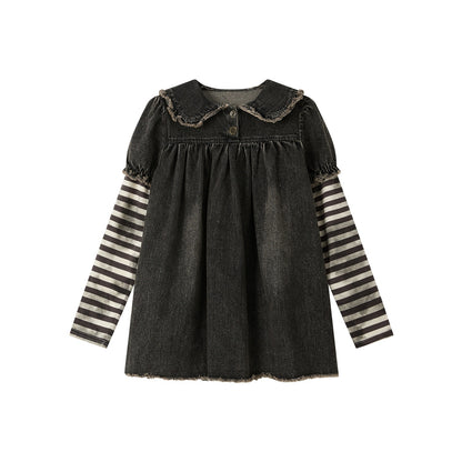 ALL_iN_plan_Striped_Denim_Patchwork_Doll_Collar_Distressed_Women&