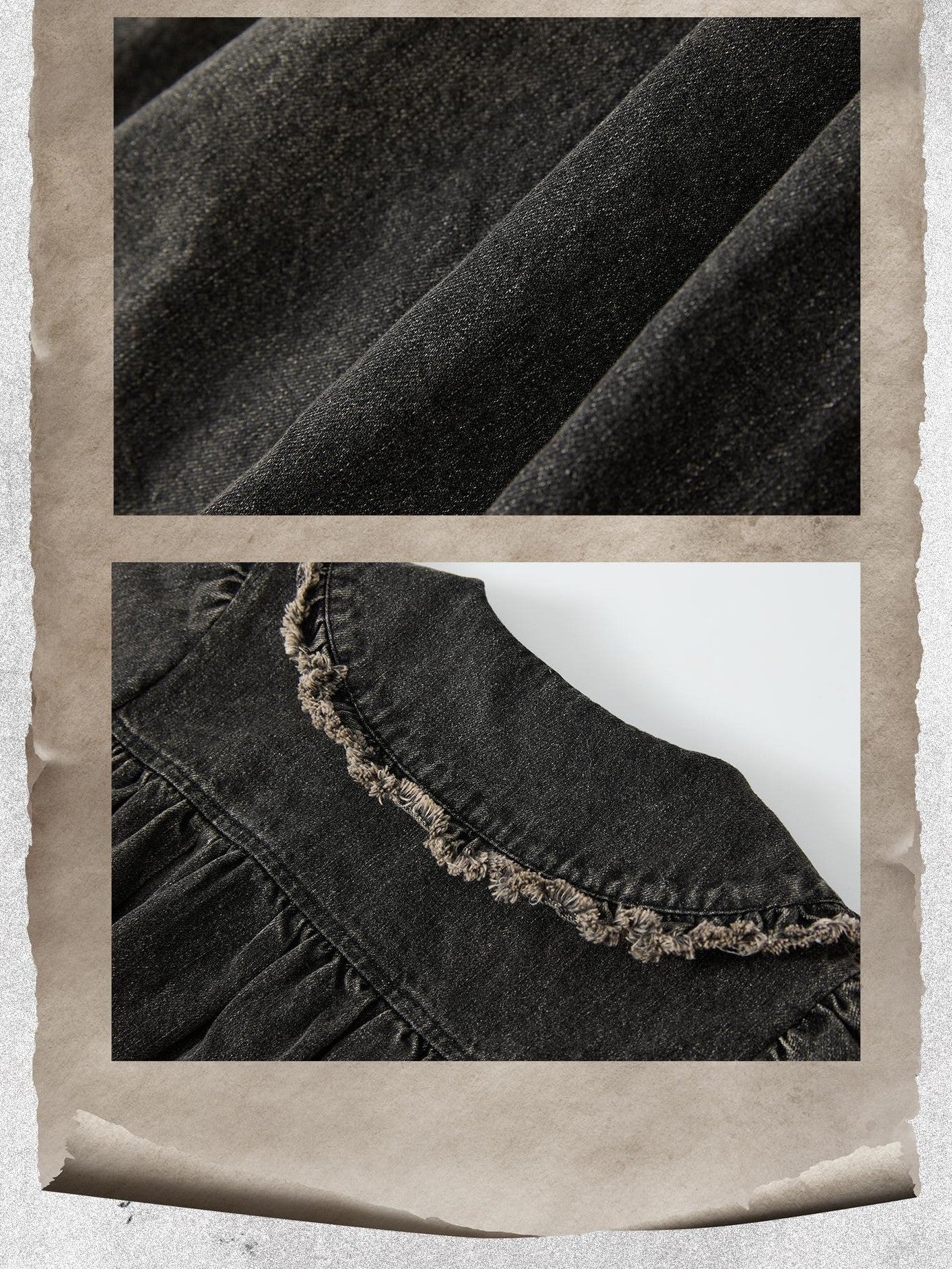 ALL iN plan Striped Denim Patchwork Doll Collar Distressed Women&