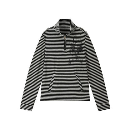 ALL_iN_plan_Striped_Half_Zip_Collar_Printed_Women&