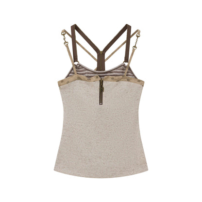 ALL_iN_plan_Striped_Retro_Faux_Waist_Cinched_U_Neck_Women&