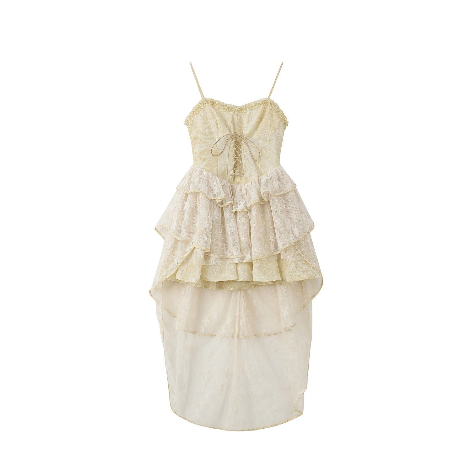 ALL iN plan Sweet Ivory Slim Cami Round Neck Puff Skirt Casual Slip Mini Dresses