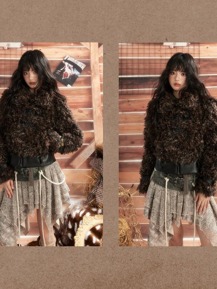 ALL iN plan Tie Dye Loose Short Warm Women&