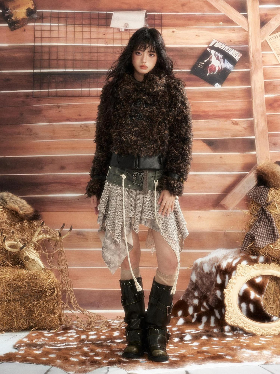 ALL iN plan Tie Dye Loose Short Warm Women&