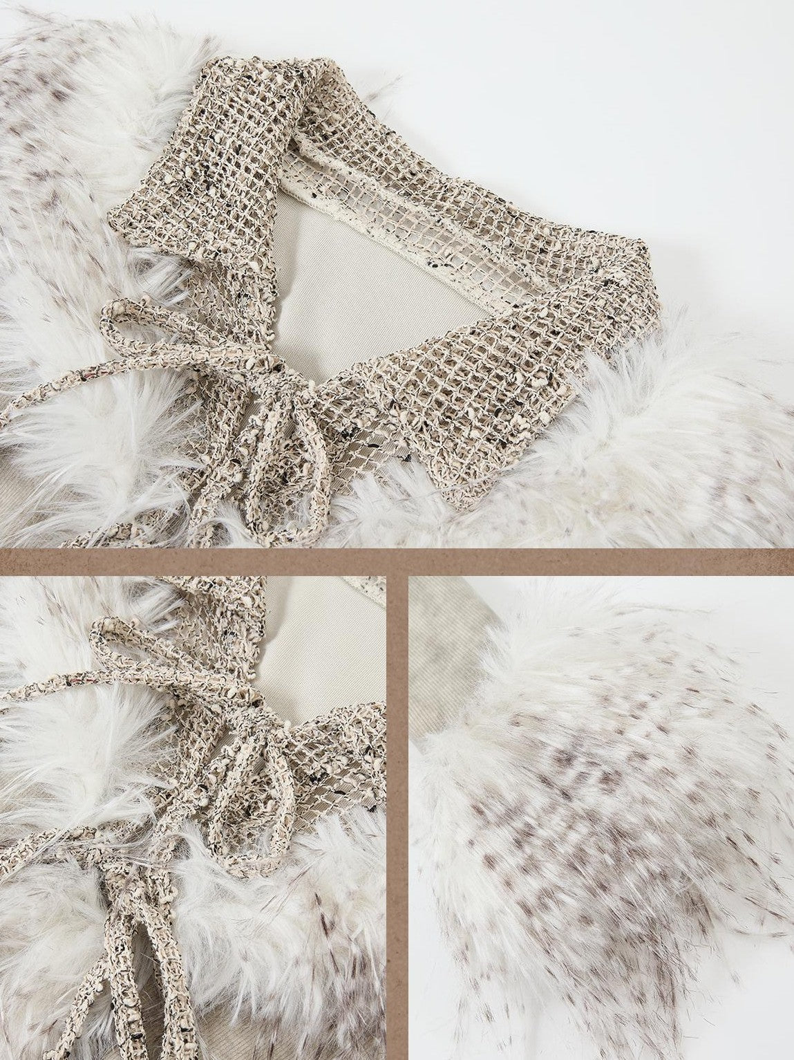 ALL iN plan Tie Dye Mesh Faux Fur Trim Lace Up Women&