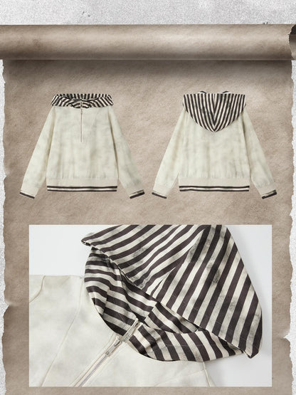 ALL iN plan Tie Dye Striped Half Zipper Loose Women&