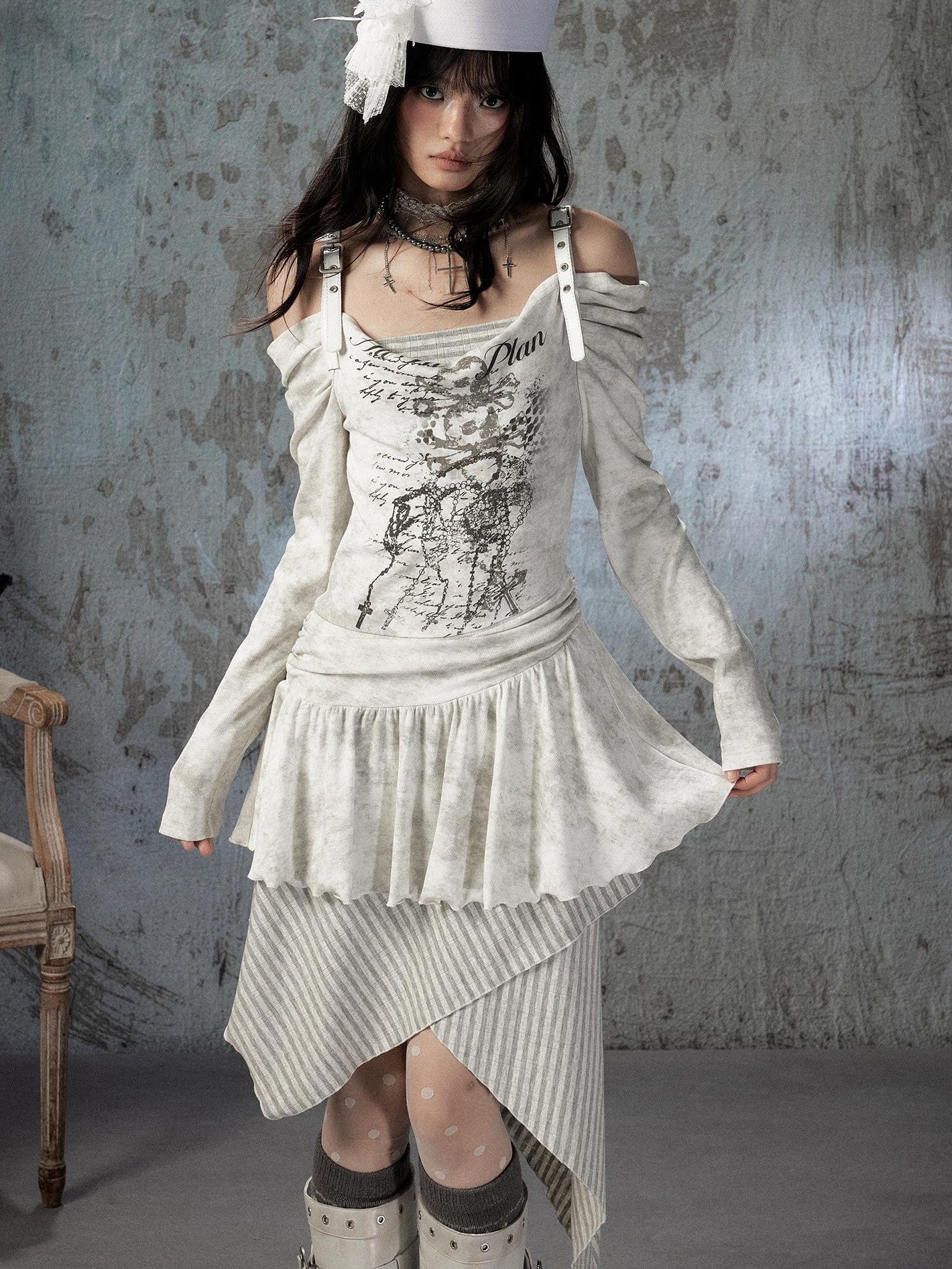 ALL iN plan Vintage Adjustable Off Shoulder Asymmetrical Women&