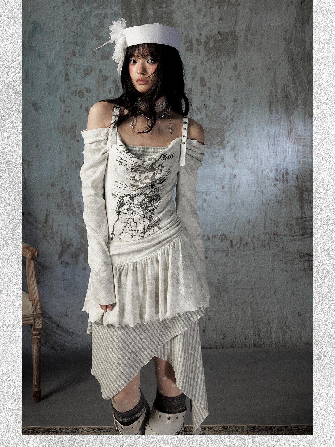 ALL iN plan Vintage Adjustable Off Shoulder Asymmetrical Women&