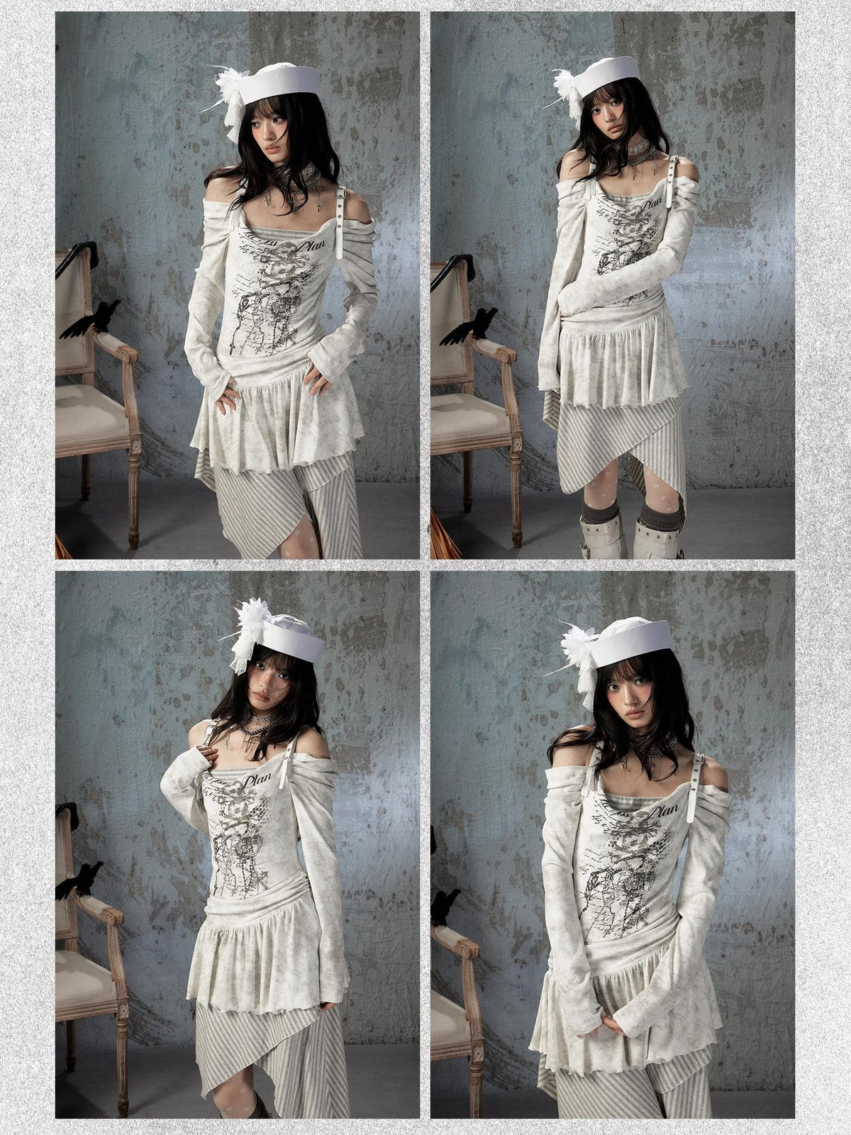 ALL iN plan Vintage Adjustable Off Shoulder Asymmetrical Women&