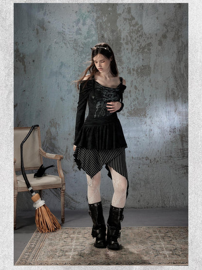 ALL iN plan Vintage Adjustable Off Shoulder Asymmetrical Women&
