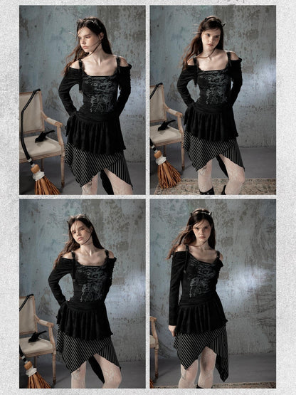 ALL iN plan Vintage Adjustable Off Shoulder Asymmetrical Women&