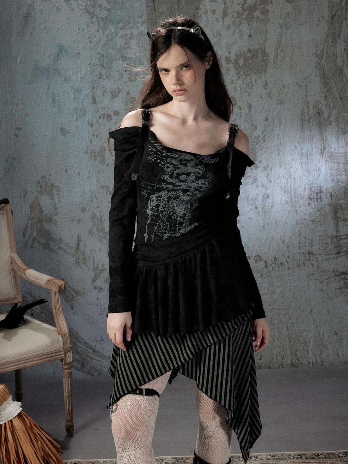 ALL iN plan Vintage Adjustable Off Shoulder Asymmetrical Women&