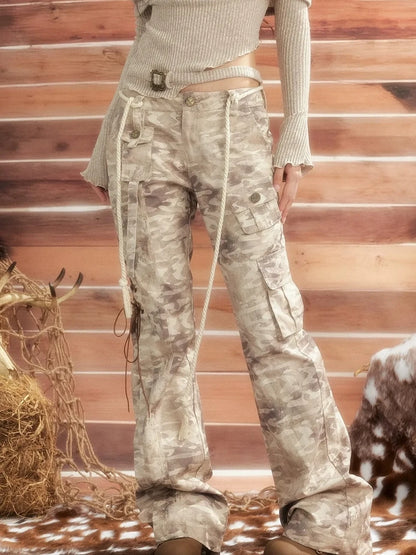 ALL iN plan Vintage Camo Cargo Flare Pants Pants