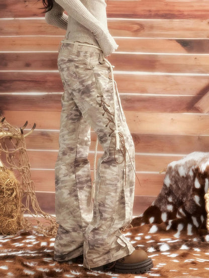 ALL iN plan Vintage Camo Cargo Flare Pants Pants