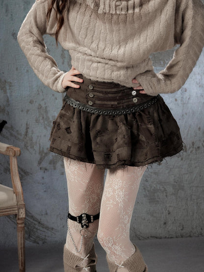 ALL iN plan Vintage Distressed Ruffle A Line Women&