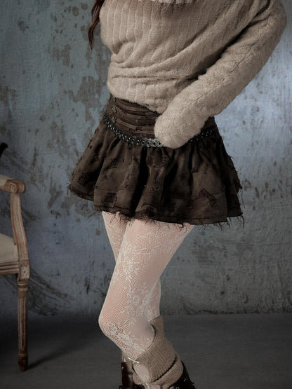 ALL iN plan Vintage Distressed Ruffle A Line Women&