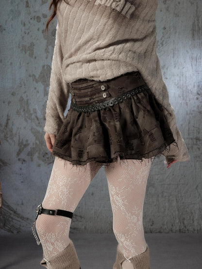 ALL iN plan Vintage Distressed Ruffle A Line Women&