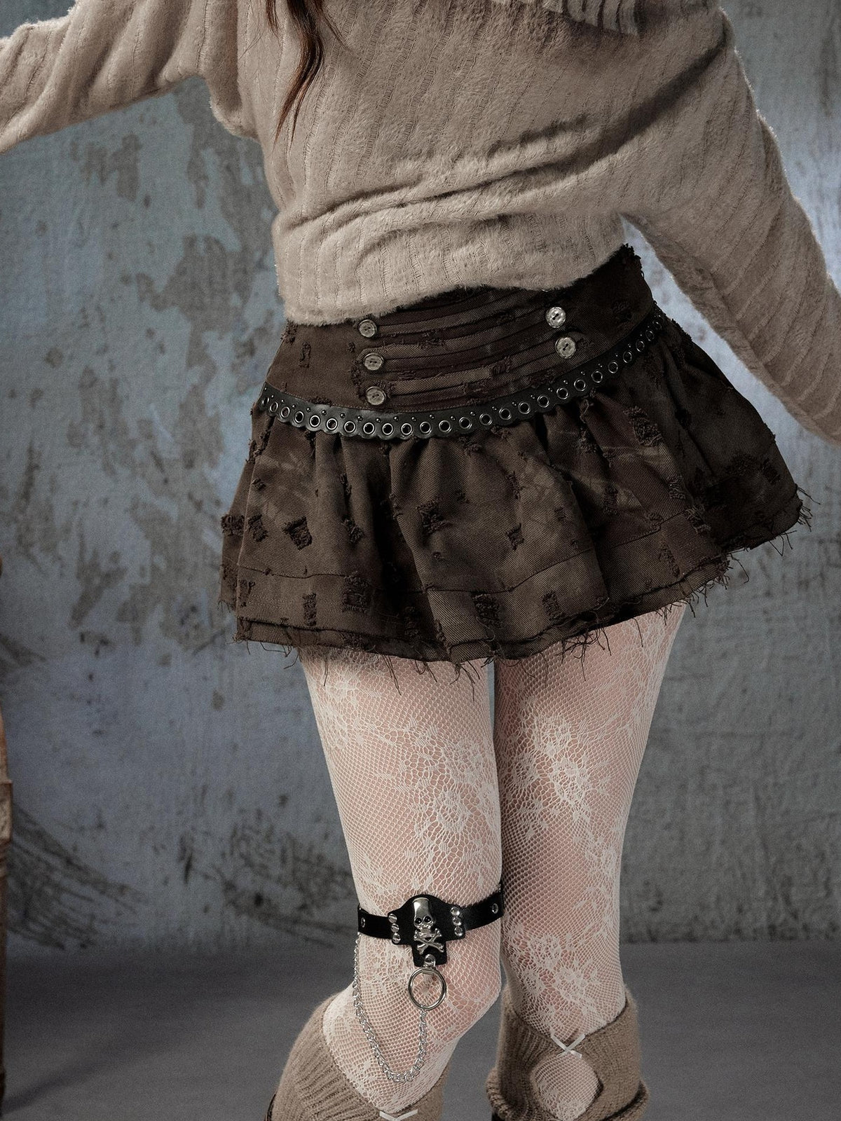 ALL iN plan Vintage Distressed Ruffle A Line Women&