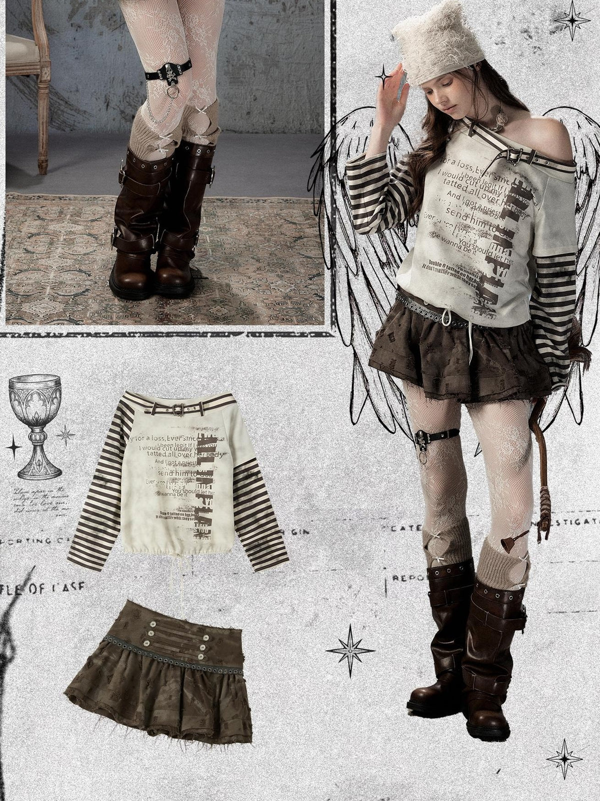 ALL iN plan Vintage Distressed Ruffle A Line Women&
