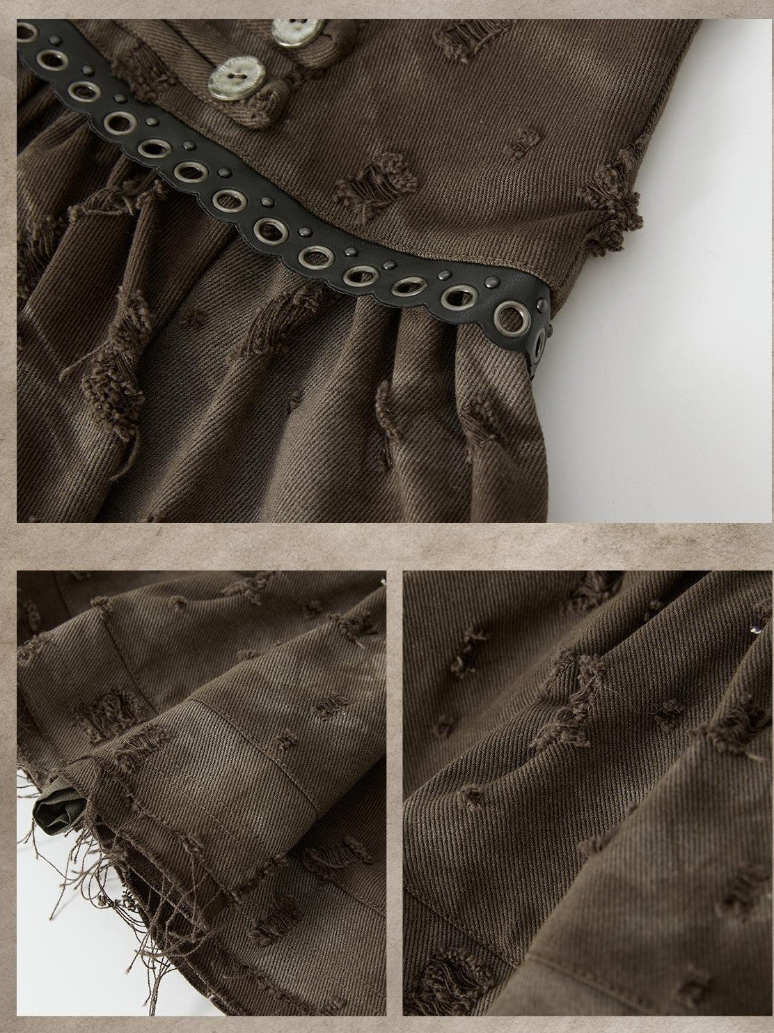 ALL iN plan Vintage Distressed Ruffle A Line Women&