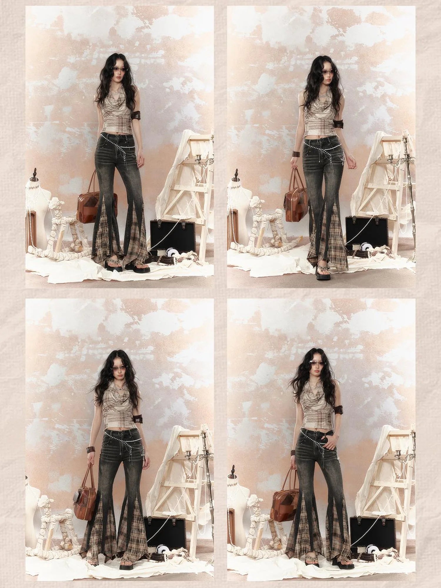 Vintage Lattice Duster Neck Multi Way Strap Top