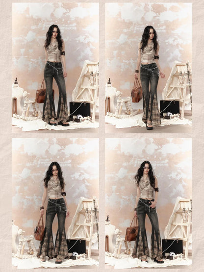 Vintage Lattice Duster Neck Multi Way Strap Top