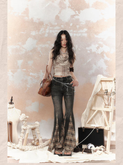 ALL iN plan Vintage Lattice Duster Neck Multi Way Strap Top