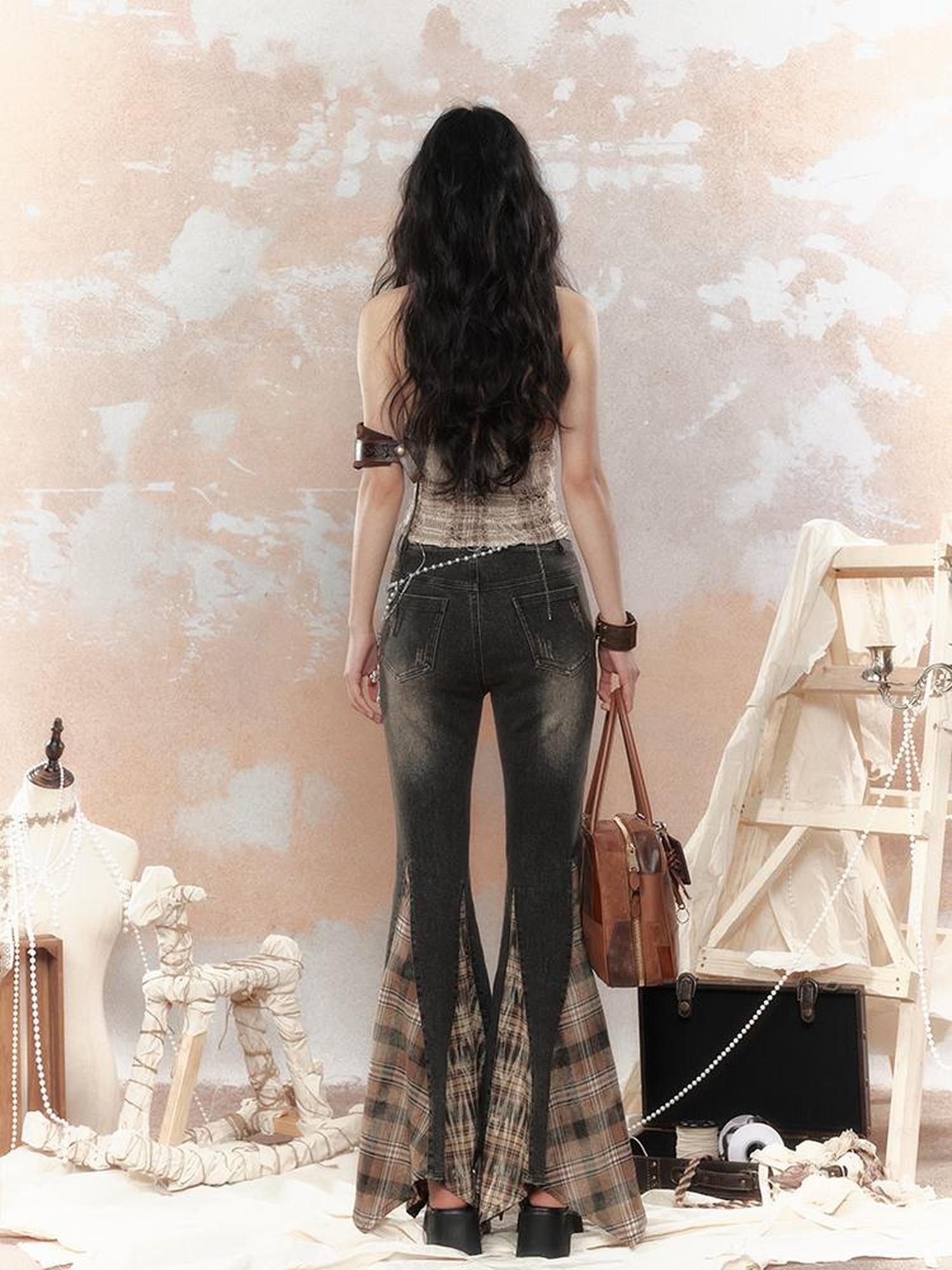 ALL iN plan Vintage Lattice Duster Neck Multi Way Strap Top