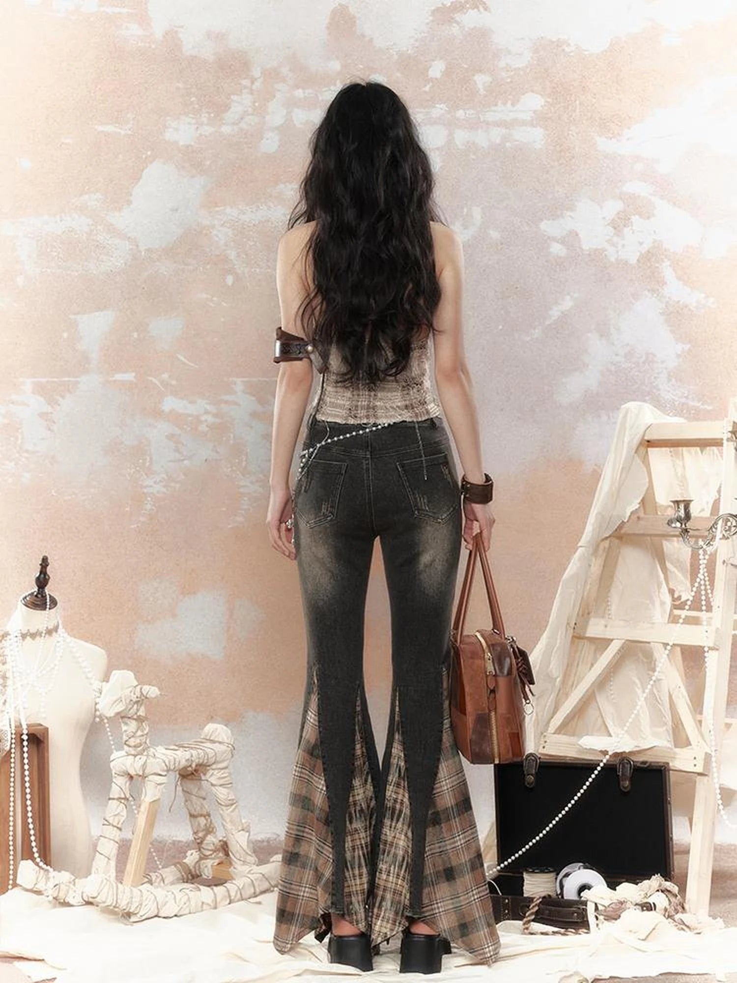 Vintage Lattice Duster Neck Multi Way Strap Top