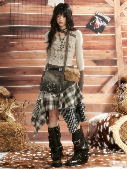 ALL iN plan Vintage Patchwork Scarf Print Fitted Top Cardigan