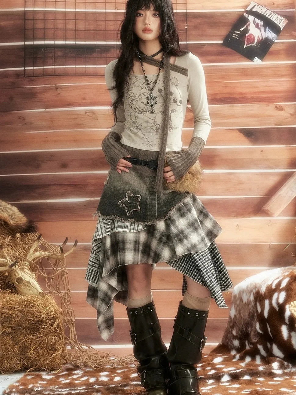 ALL iN plan Vintage Patchwork Scarf Print Fitted Top Cardigan