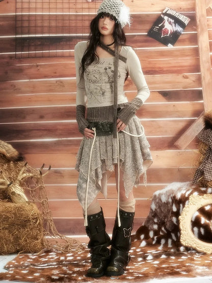 ALL iN plan Vintage Patchwork Scarf Print Fitted Top Cardigan