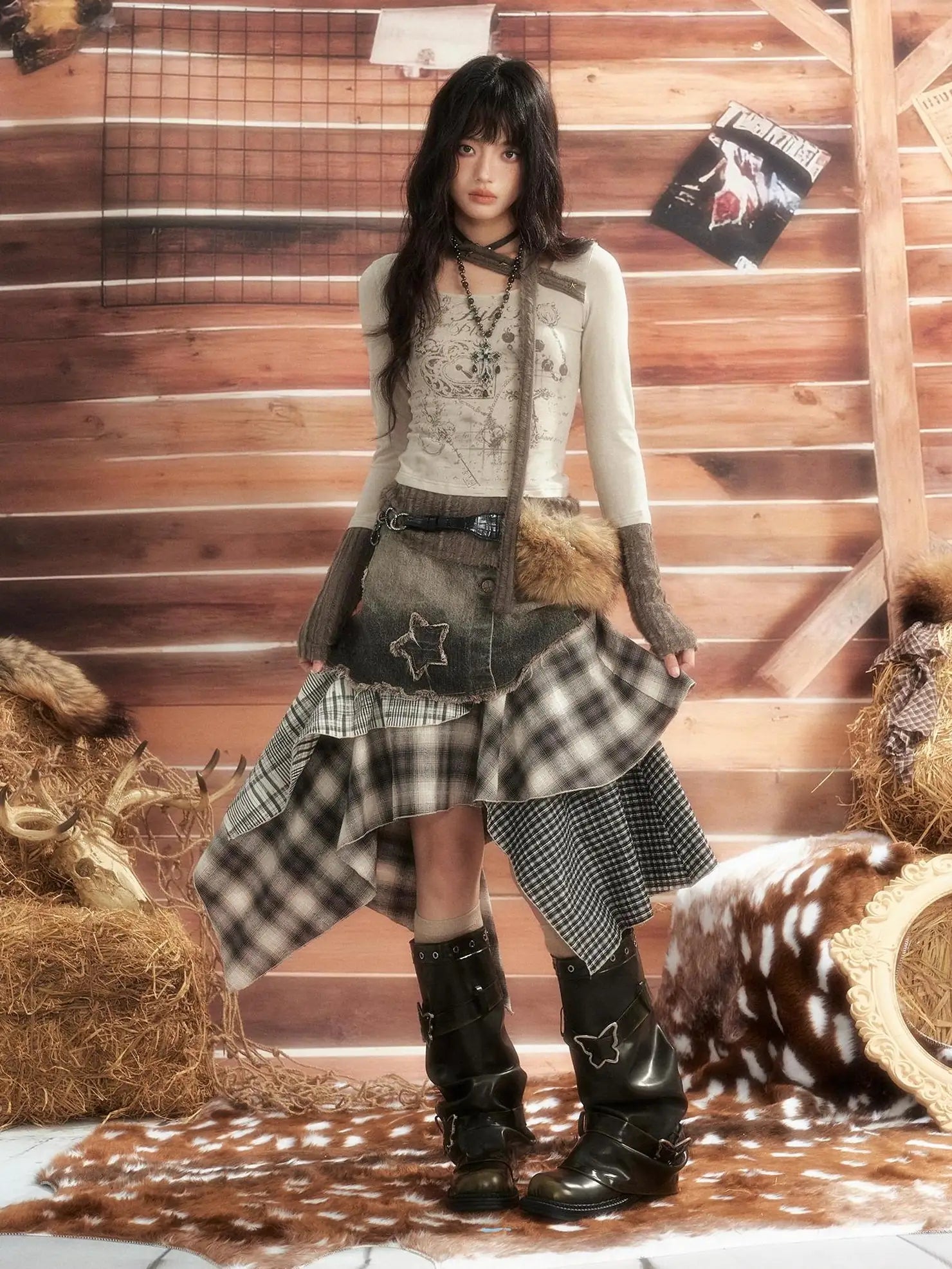 ALL iN plan Vintage Patchwork Scarf Print Fitted Top Cardigan