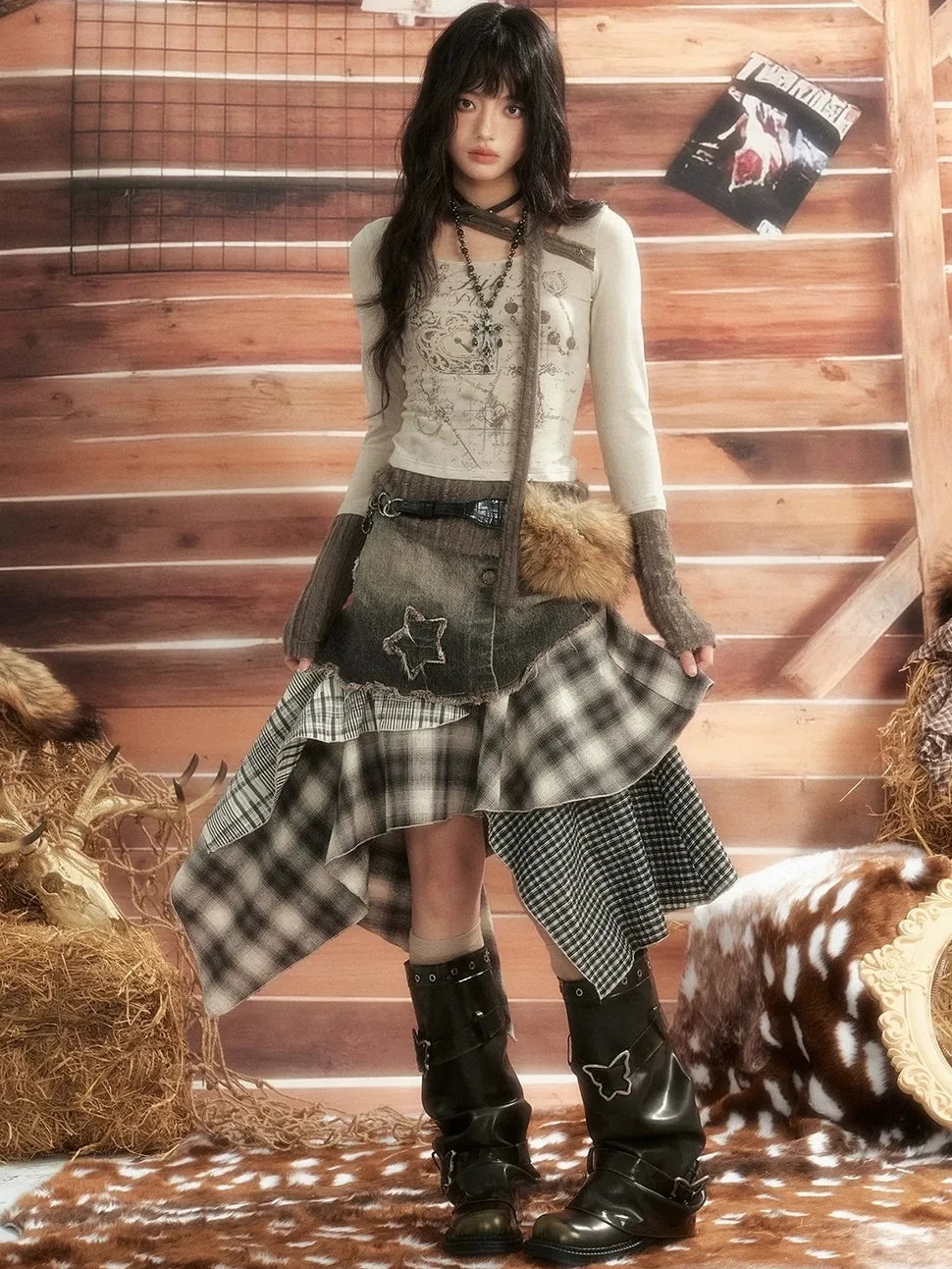 ALL iN plan Vintage Patchwork Scarf Print Fitted Top Cardigan