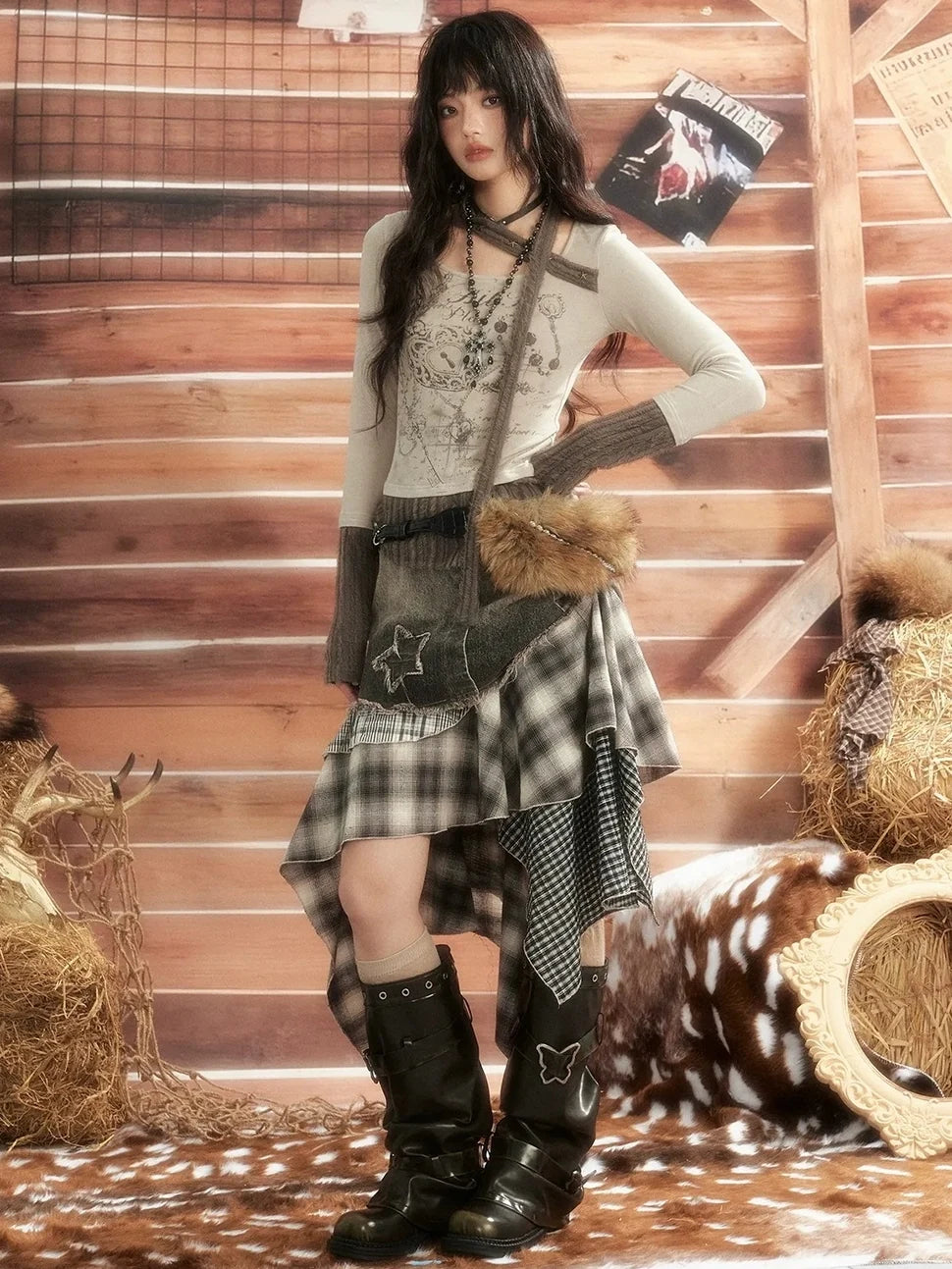 ALL iN plan Vintage Patchwork Scarf Print Fitted Top Cardigan