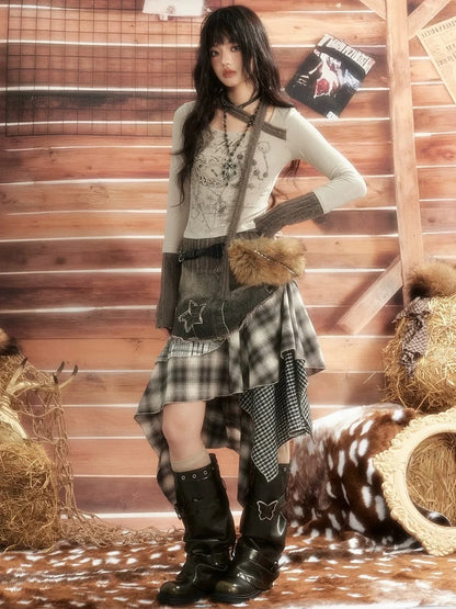 ALL iN plan Vintage Patchwork Scarf Print Fitted Top Cardigan