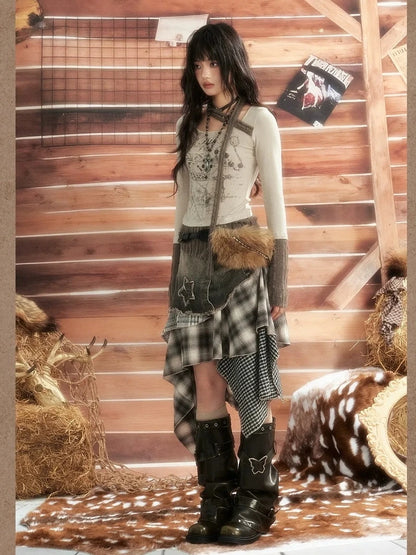 ALL iN plan Vintage Patchwork Scarf Print Fitted Top Cardigan