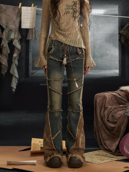 Vintage Rock Denim Flared Pants