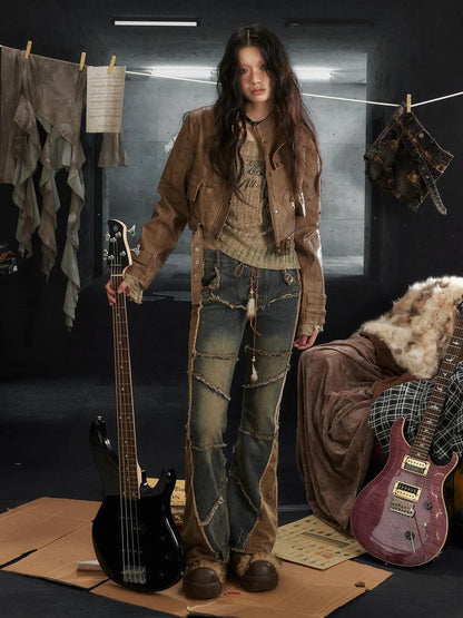 Vintage Rock Denim Flared Pants