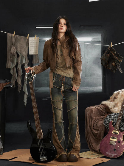 Vintage Rock Denim Flared Pants