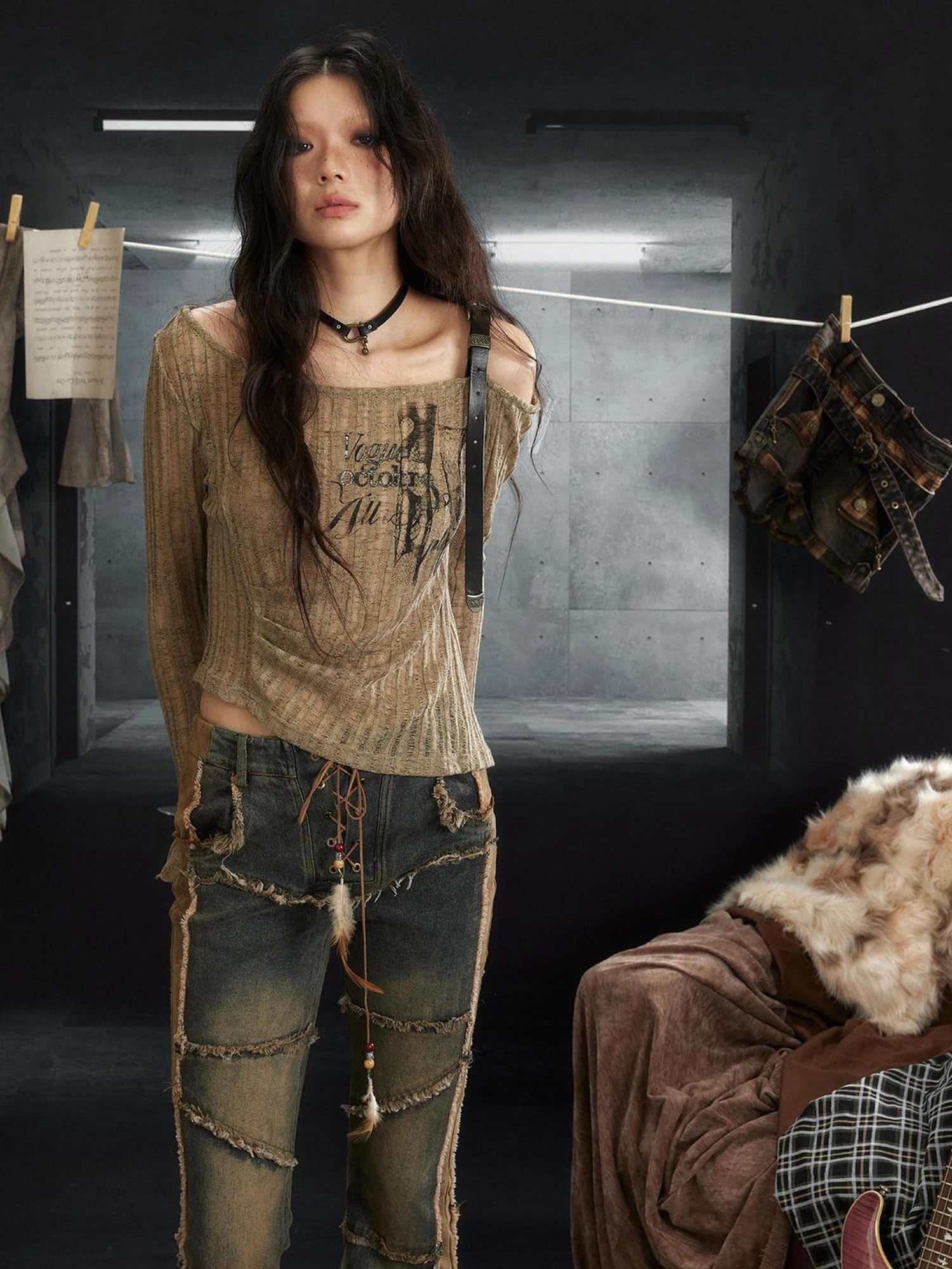 Vintage Rock Denim Flared Pants