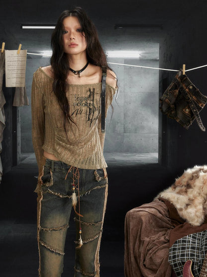 Vintage Rock Denim Flared Pants