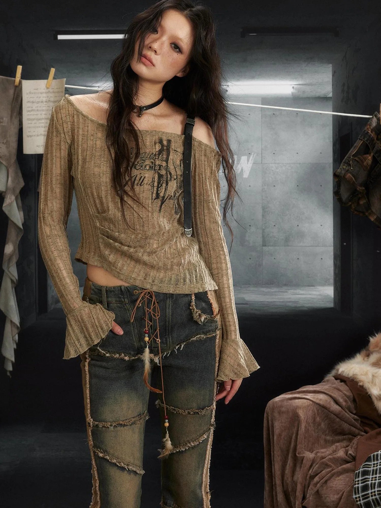 Vintage Rock Denim Flared Pants