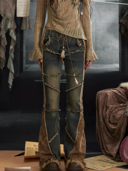 Vintage Rock Denim Flared Pants