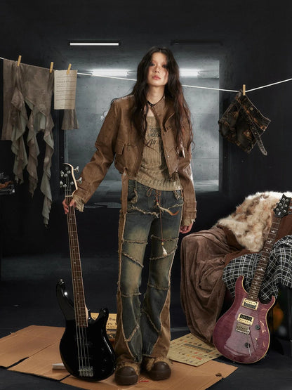 Vintage Rock Denim Flared Pants