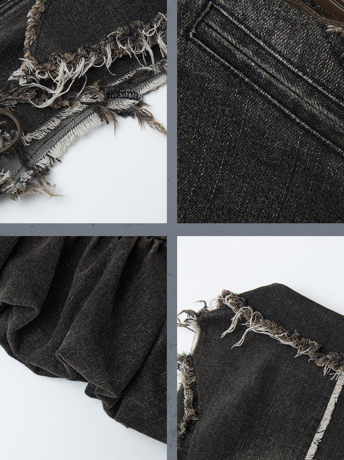 ALL iN plan Vintage Washed Distressed Drawstring Denim Mini Dress
