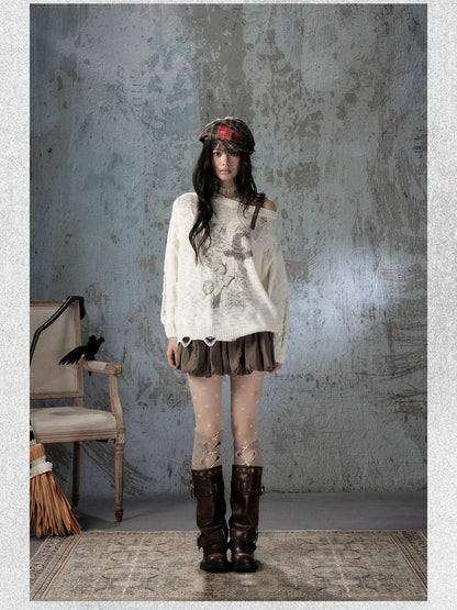 ALL iN plan White Distressed Asymmetric Women&
