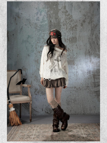 ALL iN plan White Distressed Asymmetric Women&
