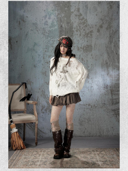 ALL iN plan White Distressed Asymmetric Women&