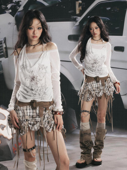 ALL iN plan White Faux Two Piece Halter Floral Print Women&