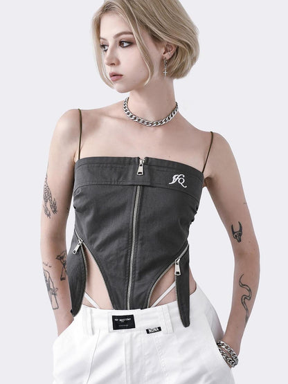 Army Green Utility Embroidered Zip Waist Women&